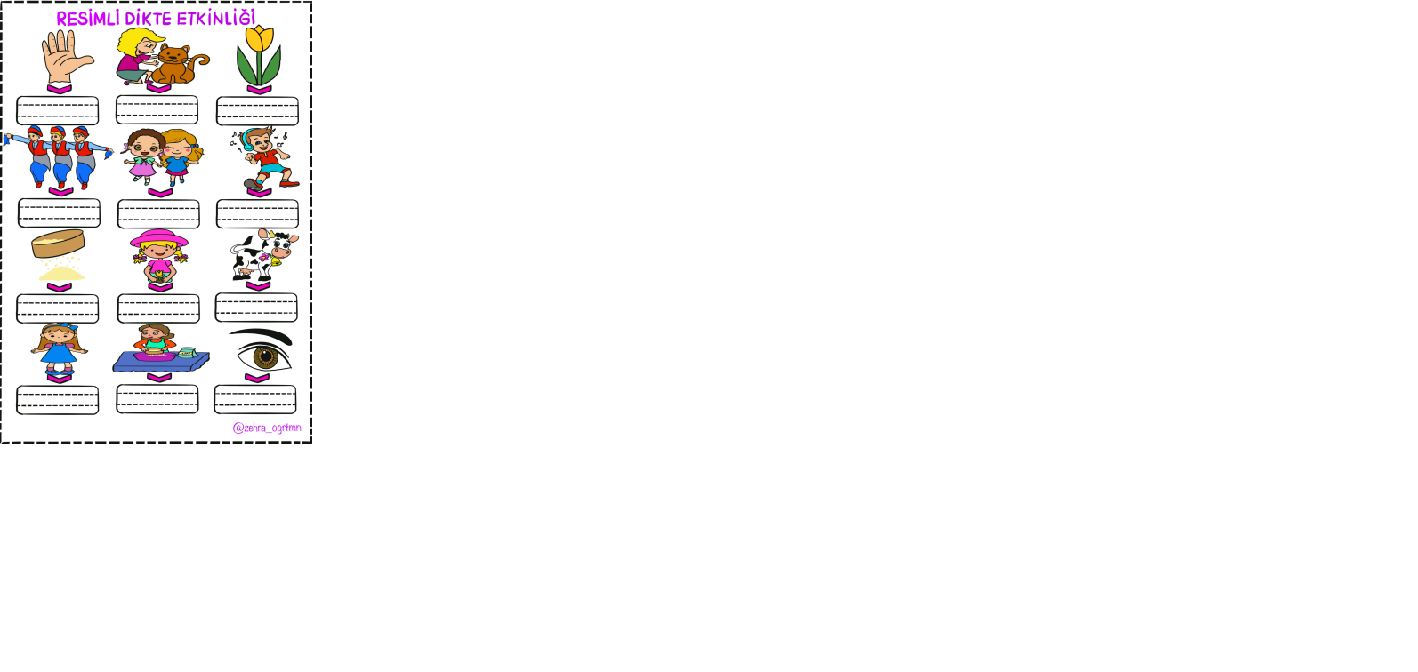 E-L-A Sesleri Resimli Dikte Etkinliği